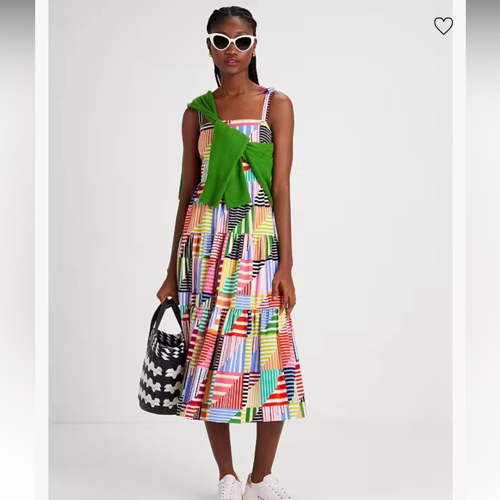 Patchwork Stripe Tiered Dress